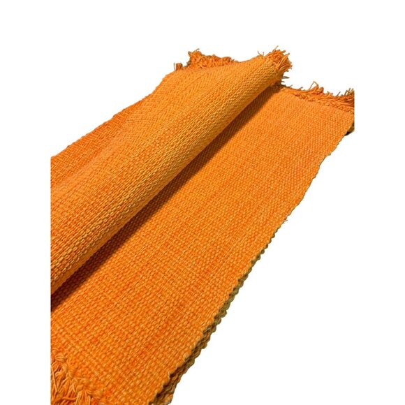 Vintage 100% COTTON WOVEN ORANGE FRINGE PLACEMAT Set of 6 NWT KAY DEE DESIGNS - Picture 6 of 10